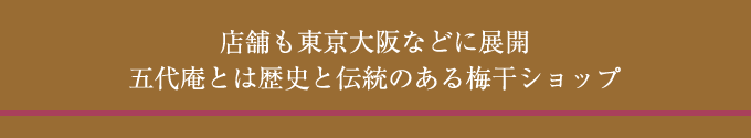 店舗も東京大阪などに展開五代庵とは歴史と伝統のある梅干ショップ